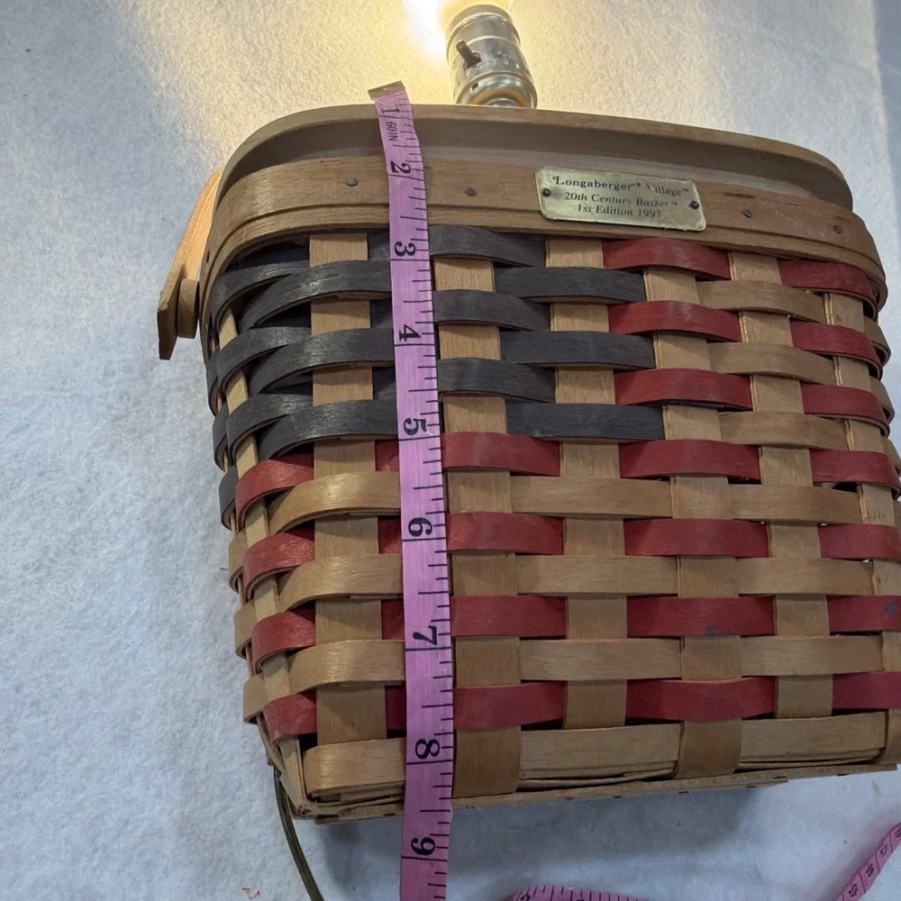 1997 VTG Longaberger Woven 20th‎ Century Large Basket With Light Kit Flag 24